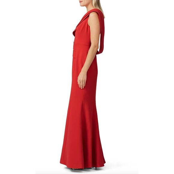 C/MEO Collective Dress Womens 10 Red Fragment Gown Draped‎ One Shoulder - Picture 4 of 12